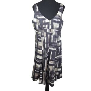 Julie Mitchell Monochrome Patterned Midi Sleeveless Dress Size 10